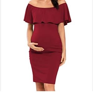 Maternity Bodycon burgundy dress size Medium new